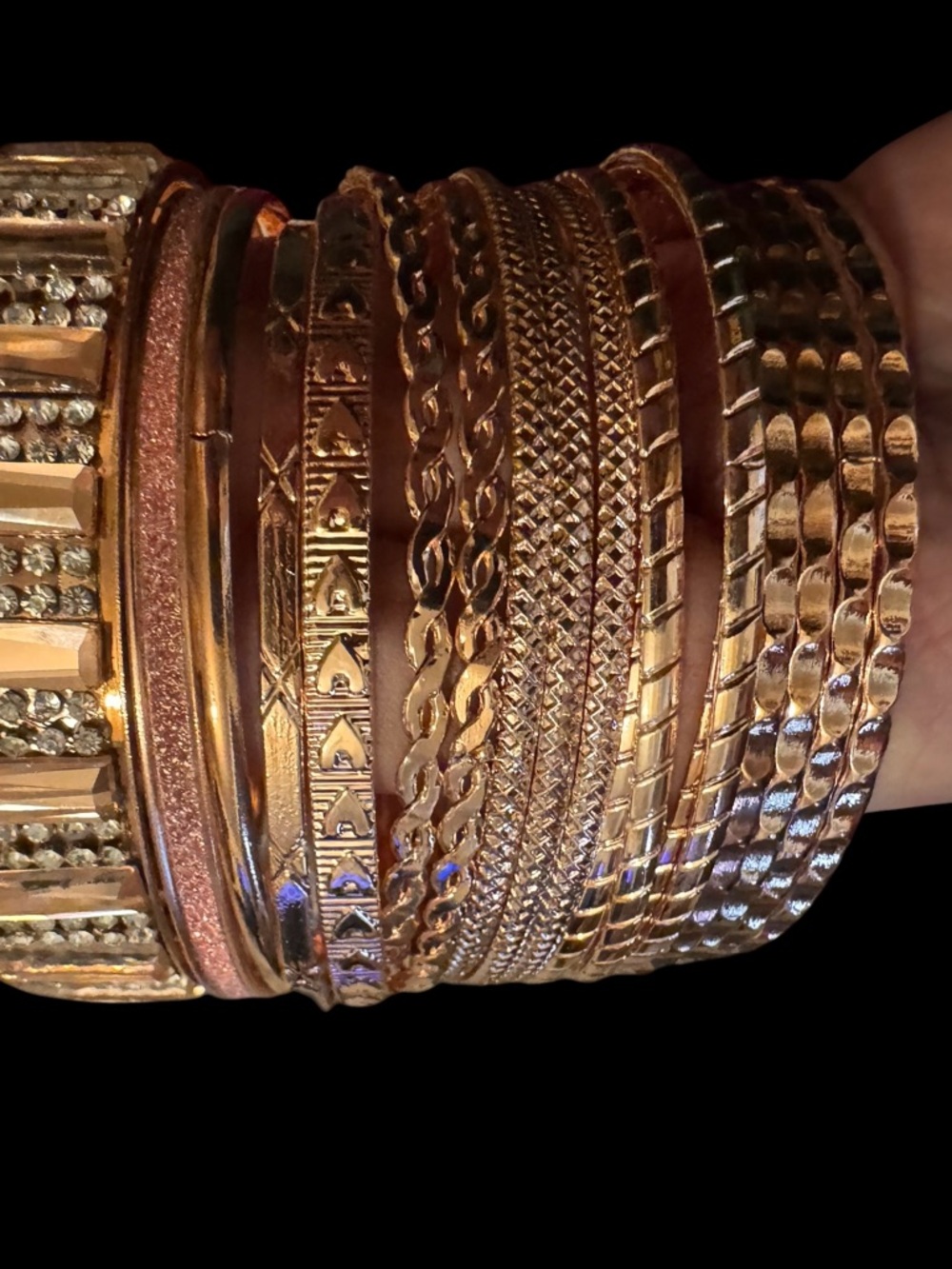 Rose Gold Bangle Set 20pc Stack Rings Plus Size Statement Jewelry - Picture 2 of 5